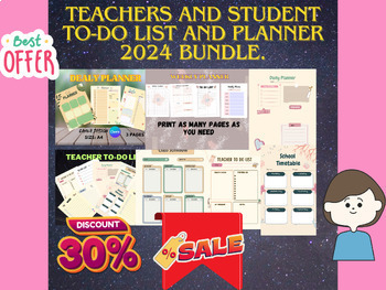 Preview of Teachers and  student to do list and planner 2024 Bundle.