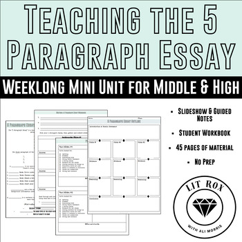Preview of Teaching 5 Paragraph Essay Writing to Middle & High School Student Workbook
