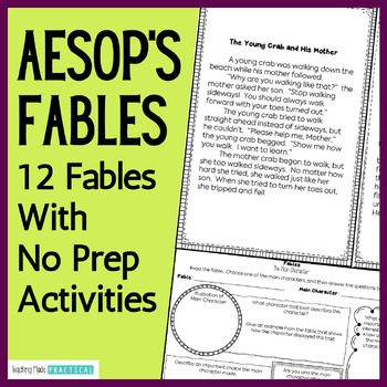 Preview of Aesop's Fables with Comprehension Questions, Passages, & No Prep Activities