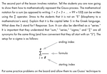 Preview of Teaching Arithmetic Sums through the Story of Gauss