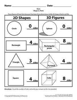 Teaching Art To Children - Elements Of Art 2D Shapes Vs. 3D Figures and
