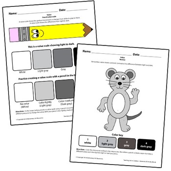 Preview of Teaching Art To Children - Elements Of Art, Value, Pencil Value Scale & Shading