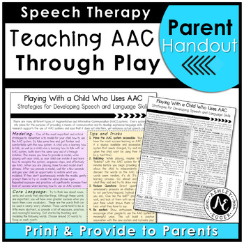Preview of AAC Parent Handout for Speech and Language Development Distance Learning