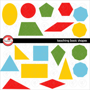 Preview of Teaching Basic Shapes Clipart and Flashcards by Poppydreamz