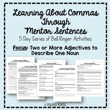 Preview of Teaching Commas Through Mentor Sentences: 2 Adjectives to Describe 1 Noun