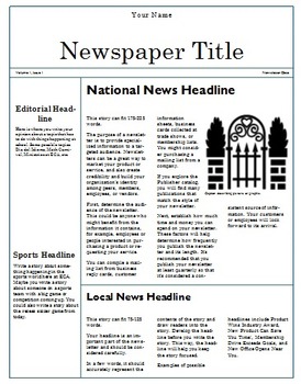Preview of Teaching Computer Publisher Newspaper Template