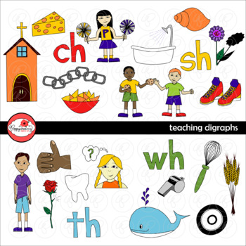Preview of Teaching Digraphs Clipart by Poppydreamz