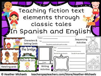 Preview of Characters, Setting, Retelling, & Sequencing Classic Tales in English & Spanish