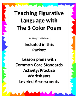 Preview of Teaching Figurative Language with the 3 Color Poem