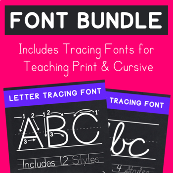 Preview of Teaching Fonts Growing Bundle - Tracing fonts for cursive and print handwriting