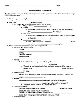 Preview of Teaching Genres Guided Notes