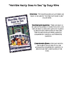 Preview of Teaching Guide and Worksheets for "Horrible Harry Goes to Sea" by Suzy Kline