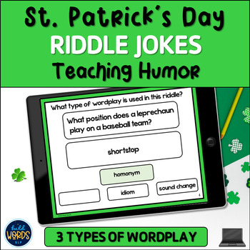 Preview of Teaching Humor St. Patrick's Day Riddle Jokes Digital Activity
