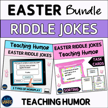 Preview of Teaching Humor with Easter Riddle Jokes BUNDLE Speech Therapy Activities