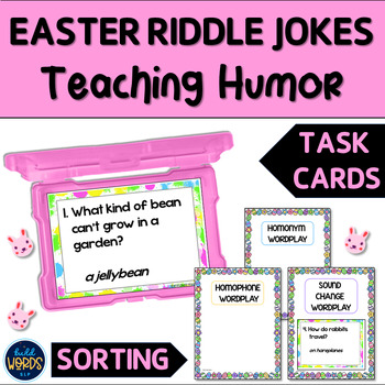 Preview of Teaching Humor with Easter Riddle Jokes Task Cards Speech Therapy Printable