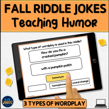 Preview of Teaching Humor with Fall Riddle Jokes Digital Speech Therapy Activity