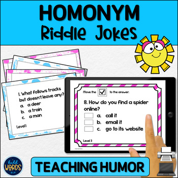 Preview of Teaching Humor with Homonym Riddle Jokes Digital and Print Speech Therapy