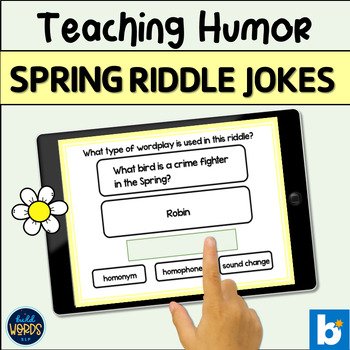 Preview of Spring Teaching Humor with Riddle Jokes Speech Therapy Activity BOOM ™ Cards