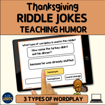 Preview of Teaching Humor with Thanksgiving Riddle Jokes Digital Speech Therapy Activity