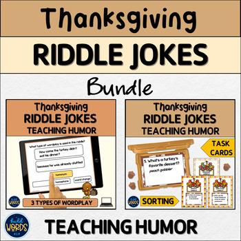 Preview of Teaching Humor with Thanksgiving Riddle Jokes BUNDLE Speech Therapy Activities