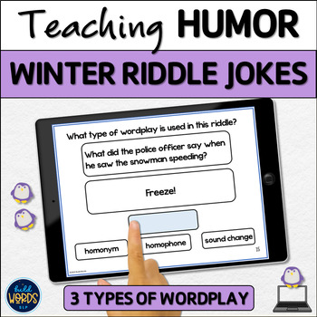 Preview of Teaching Humor with Winter Riddle Jokes Digital Speech Therapy Activity