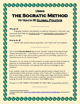 Preview of Teaching IB GloPo with the Socratic Method