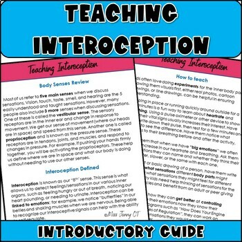 Teaching Interoception Free Teacher Guide By Miss Jenny OT TpT