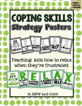 Preview of RELAX with Coping Skills Posters During Times of Frustration