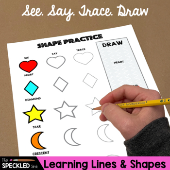 Preview of Teaching Line + Shape with Tracing Activities. Line Worksheet. Shape Worksheet