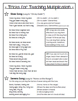 teaching multiplication tricks for 6s 7s 8s 9s by