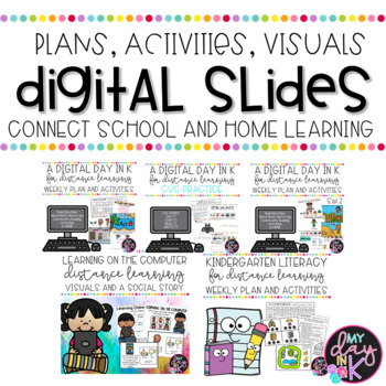 Preview of Kindergarten Year Long Digital Slides Bundle | Plans, Activities, and Visuals