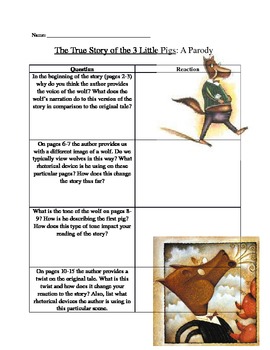 Preview of Teaching Parody using the book "The True Story of the Three Little Pigs"