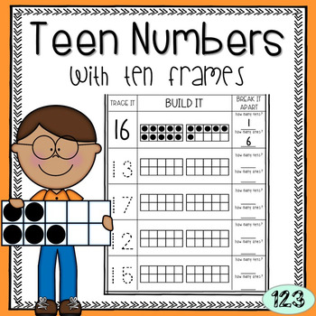 Preview of Teen Numbers with Ten Frames Worksheets - Freebie!