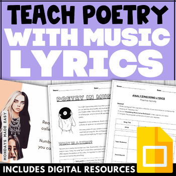 Preview of Song Lyric Analysis Lesson - Introduction to Poetry Through Song Lyrics -Digital