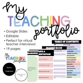 Preview of Teaching Portfolio - Rainbow - Digital, Editable - Google Slides
