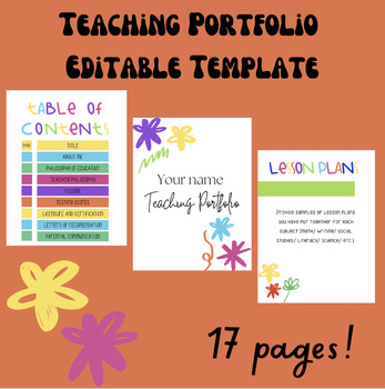 Preview of Teaching Portfolio Template I Editable & Printable