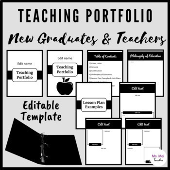 Preview of Teaching Portfolio Template - New Graduates & Teachers - EDITABLE - msmeiteaches