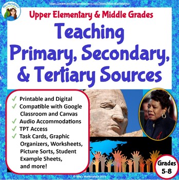 Preview of Primary, Secondary, & Tertiary Sources Activities Grades 5-8 Digital & Printable