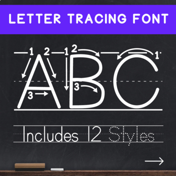 Preview of Teaching Print - Dotted Letters Tracing Font - Handwriting