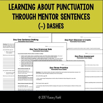 Preview of Teaching Punctuation Through Mentor Sentences: Dashes