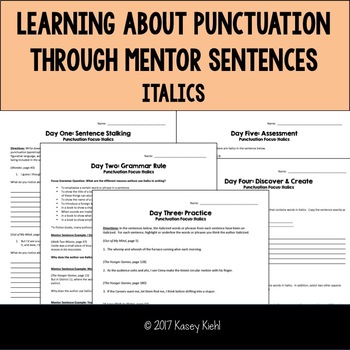 Preview of Teaching Punctuation Through Mentor Sentences: Italics