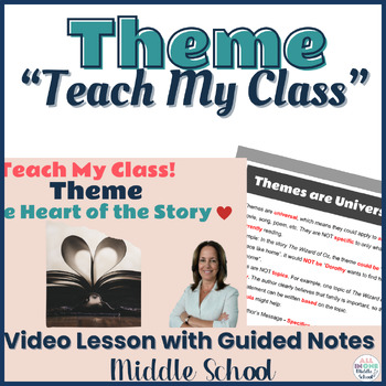 Preview of Teaching Reading Skills:  Theme - Instructional Video, Lesson, Guided Notes