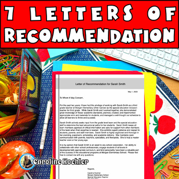 Preview of Letter of Recommendation a Student Teacher Colleague Special Education Teaching