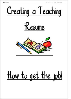 Preview of Teaching Resume 20 page guide and 2 sample CV Templates