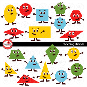 Preview of Teaching Shapes Clipart and Flashcards by Poppydreamz