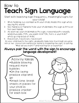 Preview of Teaching Sign Language--Parent Handout Freebie