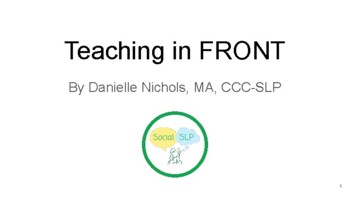 Preview of Teaching Spatial Concepts: IN FRONT (Distance Learning)