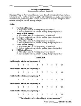Preview of Teaching Strategies Evidence Journal Assignment