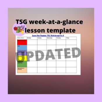 Preview of Teaching Strategies Gold (TSG) Lesson Template: Week-at-a-Glance ONLY