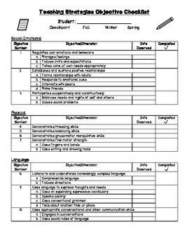 Preview of Teaching Strategies Observation Recording Sheet for Individual Students